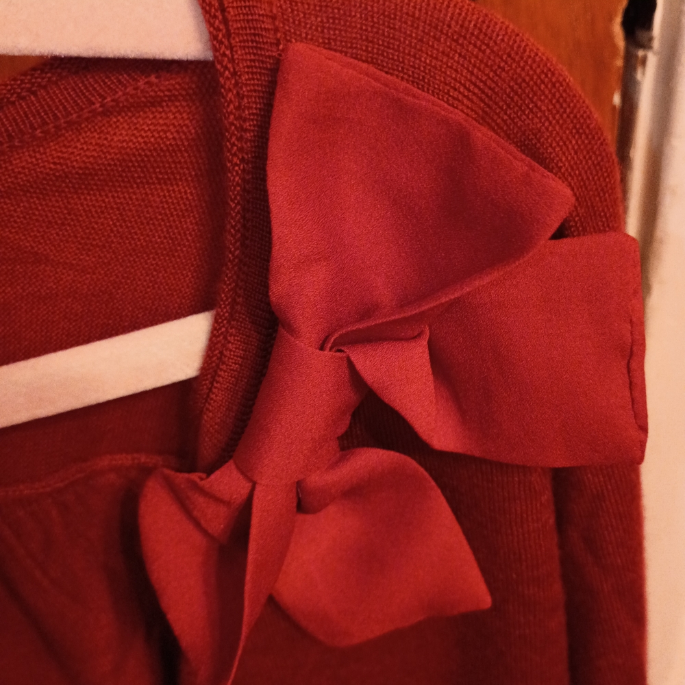 LOFT Burgundy Bow-Shoulder Knit Top